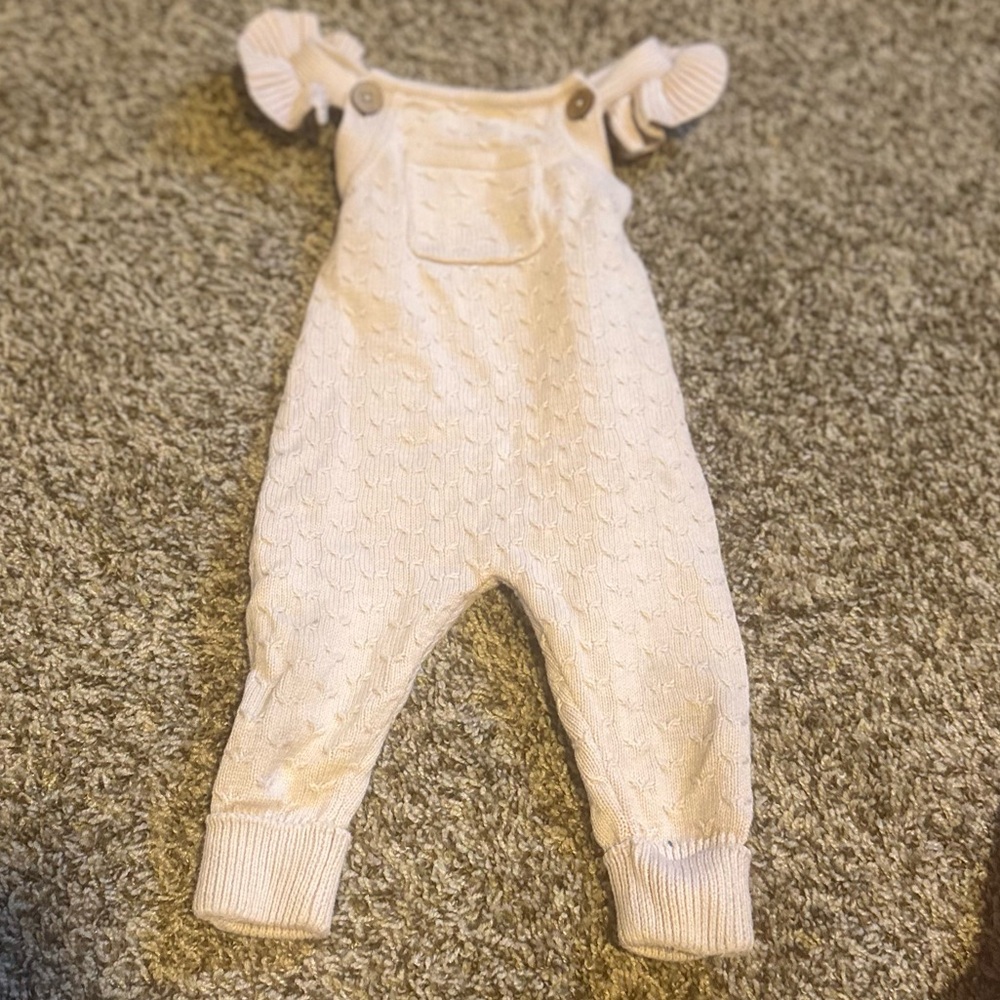 Toddler Cream Knit Overalls